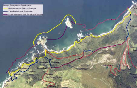 Gaztelugatxeko babespeko Biotopoaren mapa